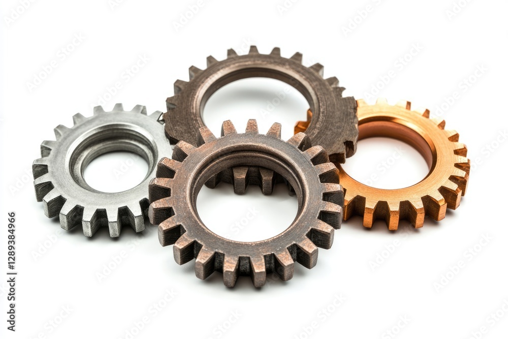 Three metallic gears interlocked, symbolizing teamwork, collaboration, and synchronized movement. Three metallic gears interlocked, symbolizing teamwork, collaboration, and synchronized movement.
