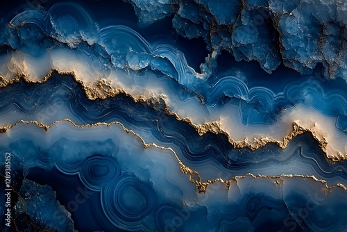 Luxurious Deep Blue and Gold Marble Texture Background