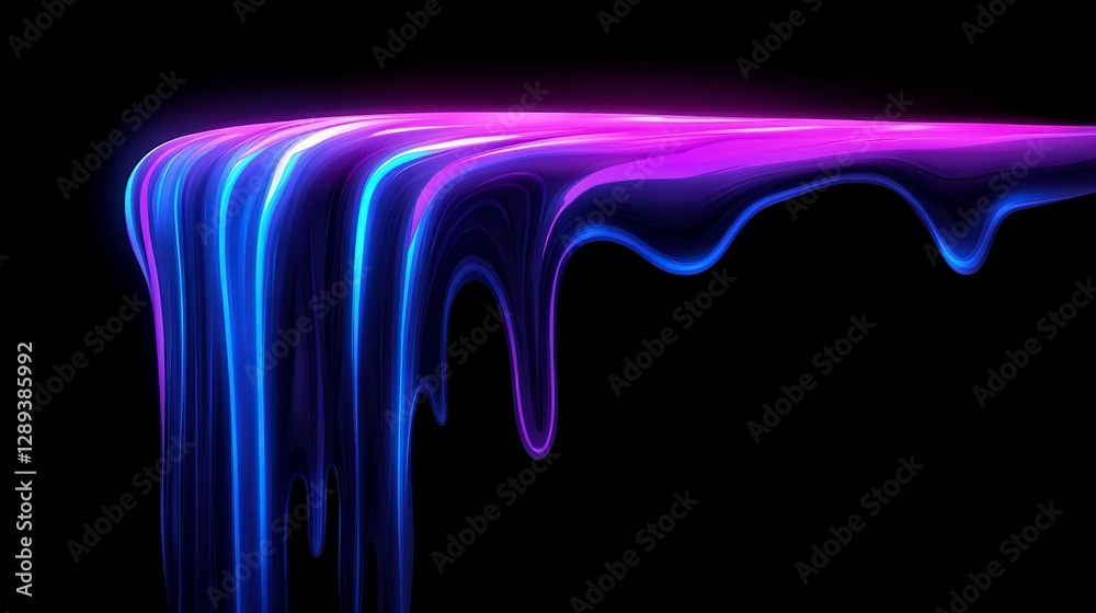 Fototapeta premium Abstract flowing liquid in vibrant blue and purple hues, creating a mesmerizing visual effect against a dark background