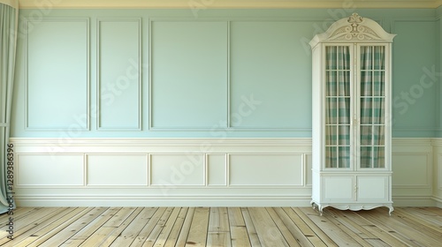 Green tartan curtains in the interior 