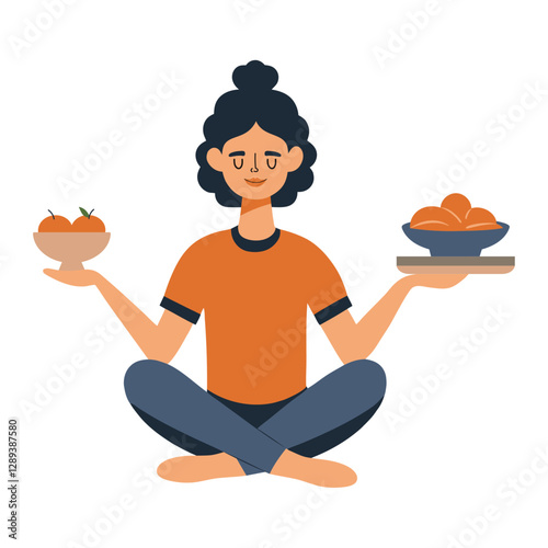 Mindful Eating Woman Balanced Food