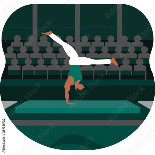 Gymnast performing a handstand on stage illustration