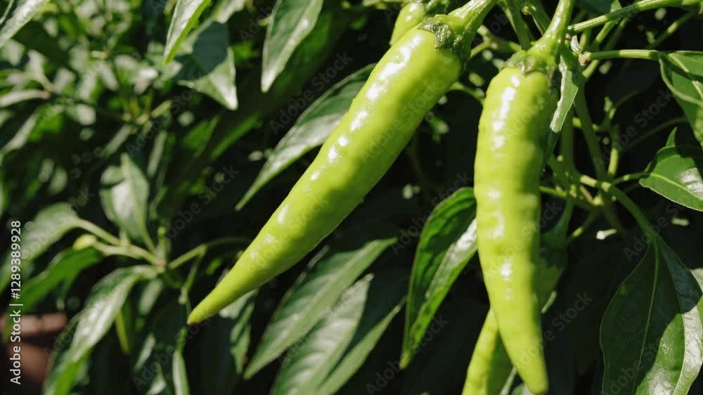 Fresh Young Green Chilies in the Garden – Vibrant Spicy Peppers Growing on Lush Green Plants, Organic Farming, Sustainable Agriculture, Fresh Harvest, Rural Countryside, Natural Food Cultivation, Hot Fresh Young Green Chilies in the Garden – Vibrant Spicy Peppers Growing on Lush Green Plants, Organic Farming, Sustainable Agriculture, Fresh Harvest, Rural Countryside, Natural Food Cultivation, Hot