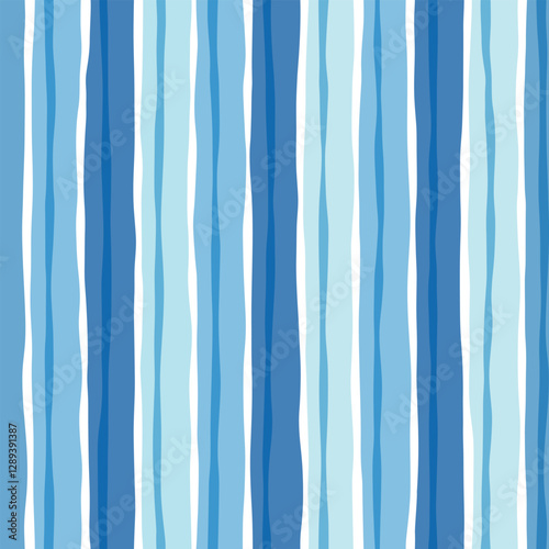Blue stripes seamless pattern. Cute graphic lines vector print. Watercolor sea stripes background