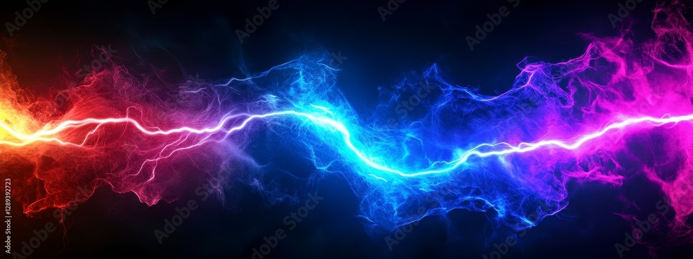 Fototapeta premium A mesmerizing abstract representation of electric energy flowing through colorful waves of light in a dark background
