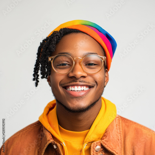 LGBTQ+ individuals sharing their coming-out stories, smiling in a safe and supportive space, isolated white background, cinematic 8K hyper-realism  photo