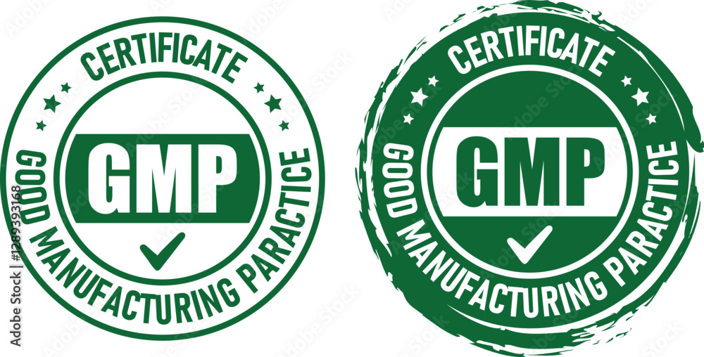 Obraz premium GMP quality certificate vector illustration isolated on white background