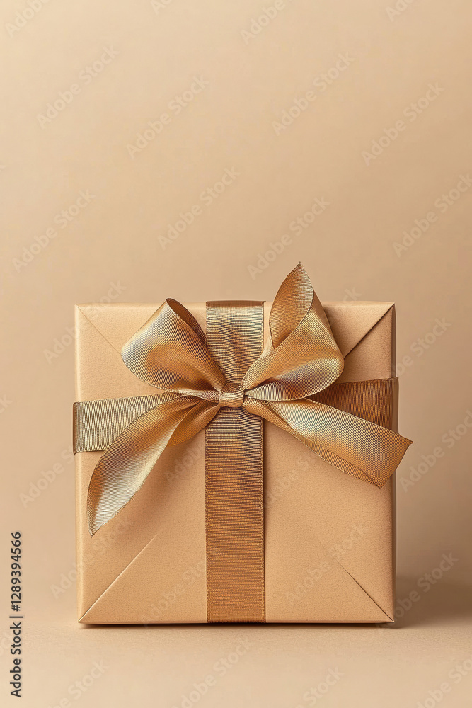 Elegant birthday gift box with satin ribbon and copy space design for celebrations Elegant birthday gift box with satin ribbon and copy space design for celebrations
