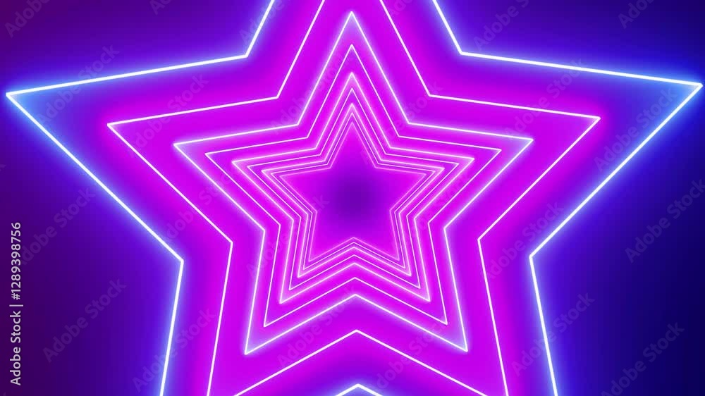 Vertical video neon star tunnel loop animation background Abstract digital background Tunnel with disco style stars, VJ Loop Glowing Disco Tunnel Neon Star Tunnel animation Futuristic star neon tunnel