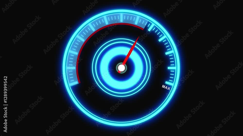 speedometer display-max with alpha channel dashboard with speedometer for download and upload speed Futuristic 3D speedometer HUD UI element animation Speedometer, tachometer