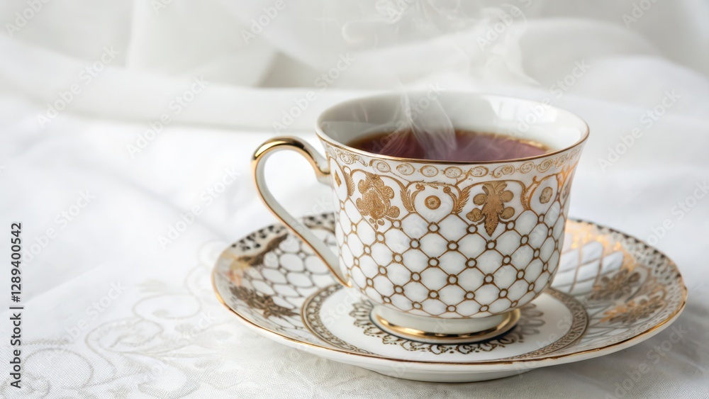 Fototapeta premium Teacup on Saucer with Steam
