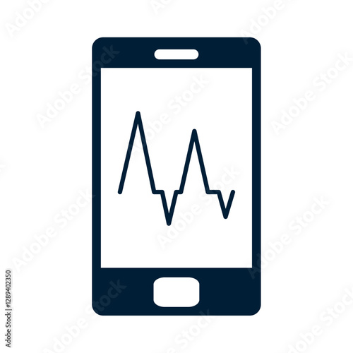 Vector illustration of a smartphone displaying a heart rate or activity graph, symbolizing mobile health monitoring and fitness tracking technology