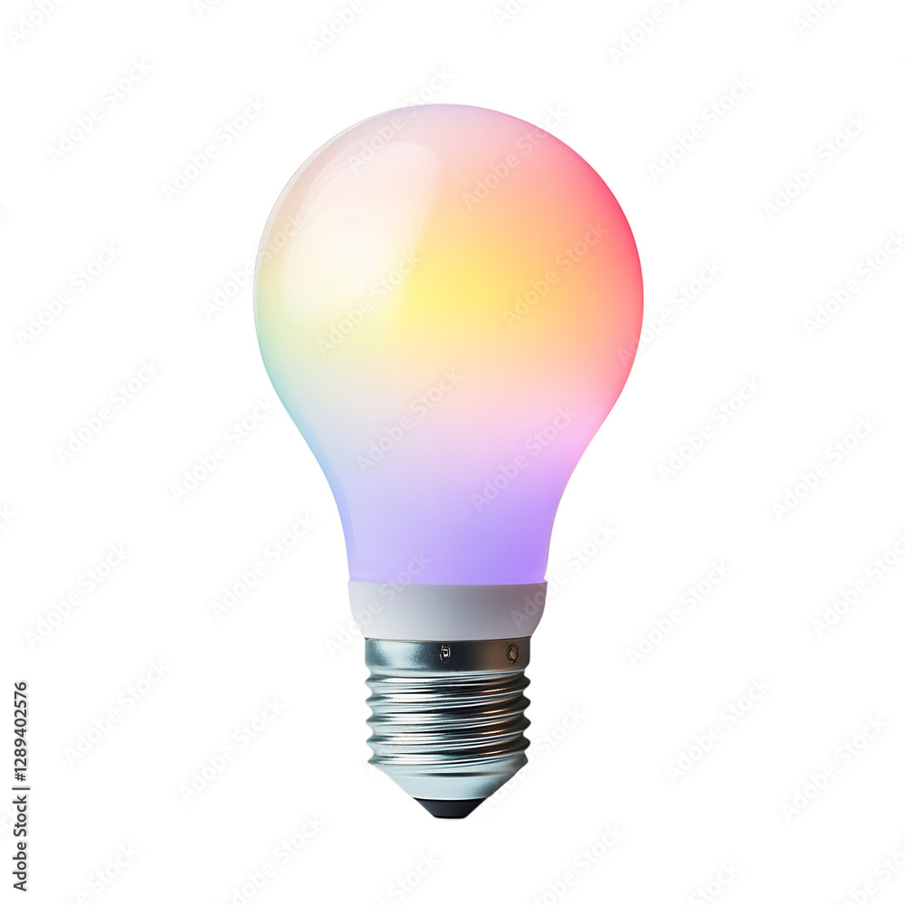 A Modern High Tech Smart Light Bulb with Color Changer Isolated on Transparent Background A Modern High Tech Smart Light Bulb with Color Changer Isolated on Transparent Background