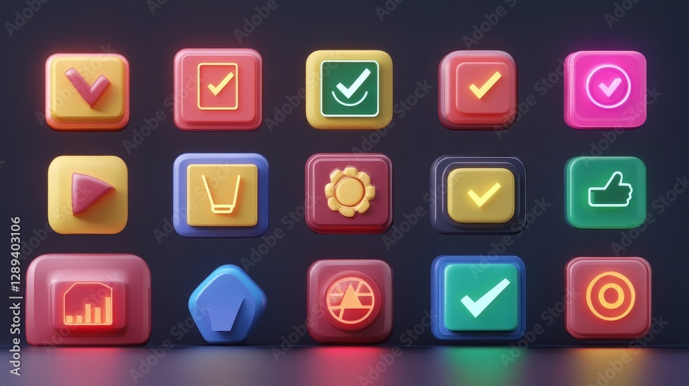 Set of 3D digital icons with information and warning notification signs in various colors Set of 3D digital icons with information and warning notification signs in various colors