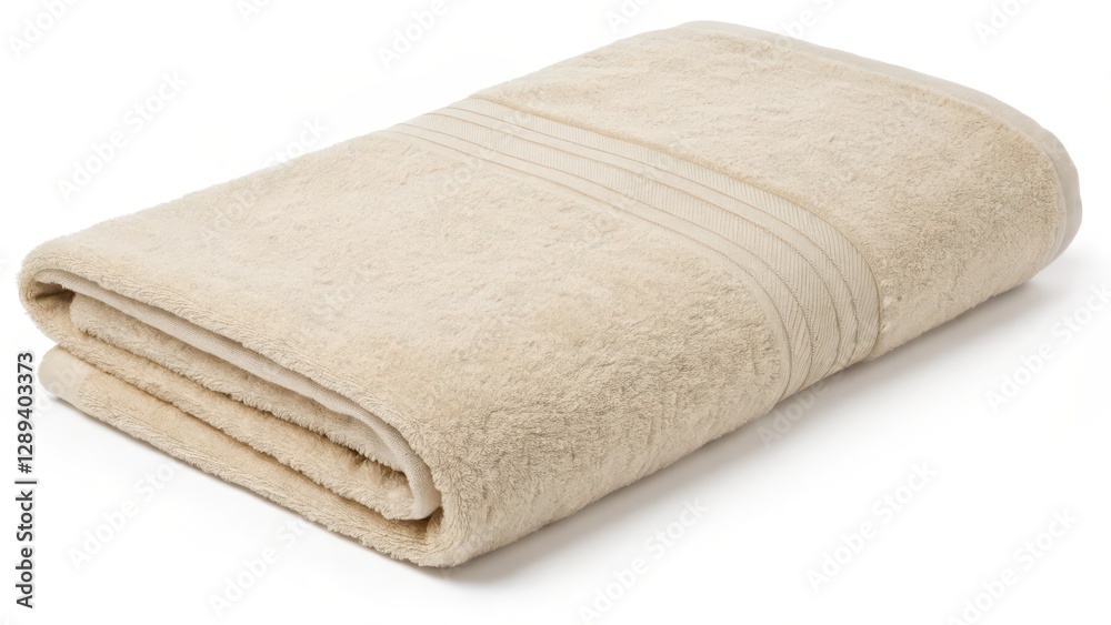 Beige Bath Towel on White Background Beige Bath Towel on White Background