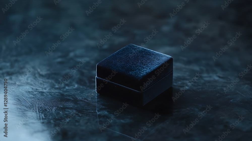 Elegant Dark Blue Velvet Jewelry Box on Marble Background with Reflection Elegant Dark Blue Velvet Jewelry Box on Marble Background with Reflection