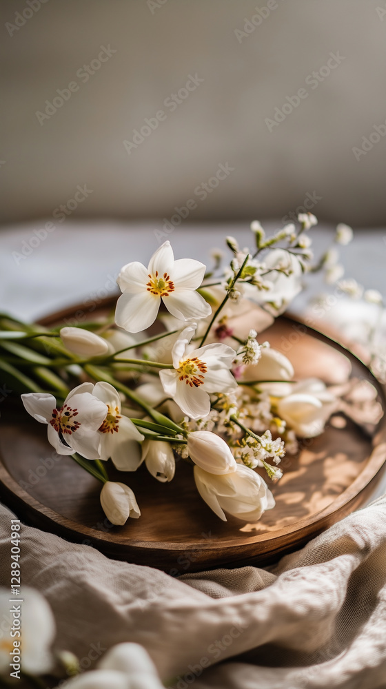 Spring flowers on a soothing pastel background, concept of spring time Spring flowers on a soothing pastel background, concept of spring time