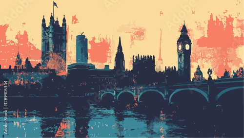 London Sunset in Vintage Colors