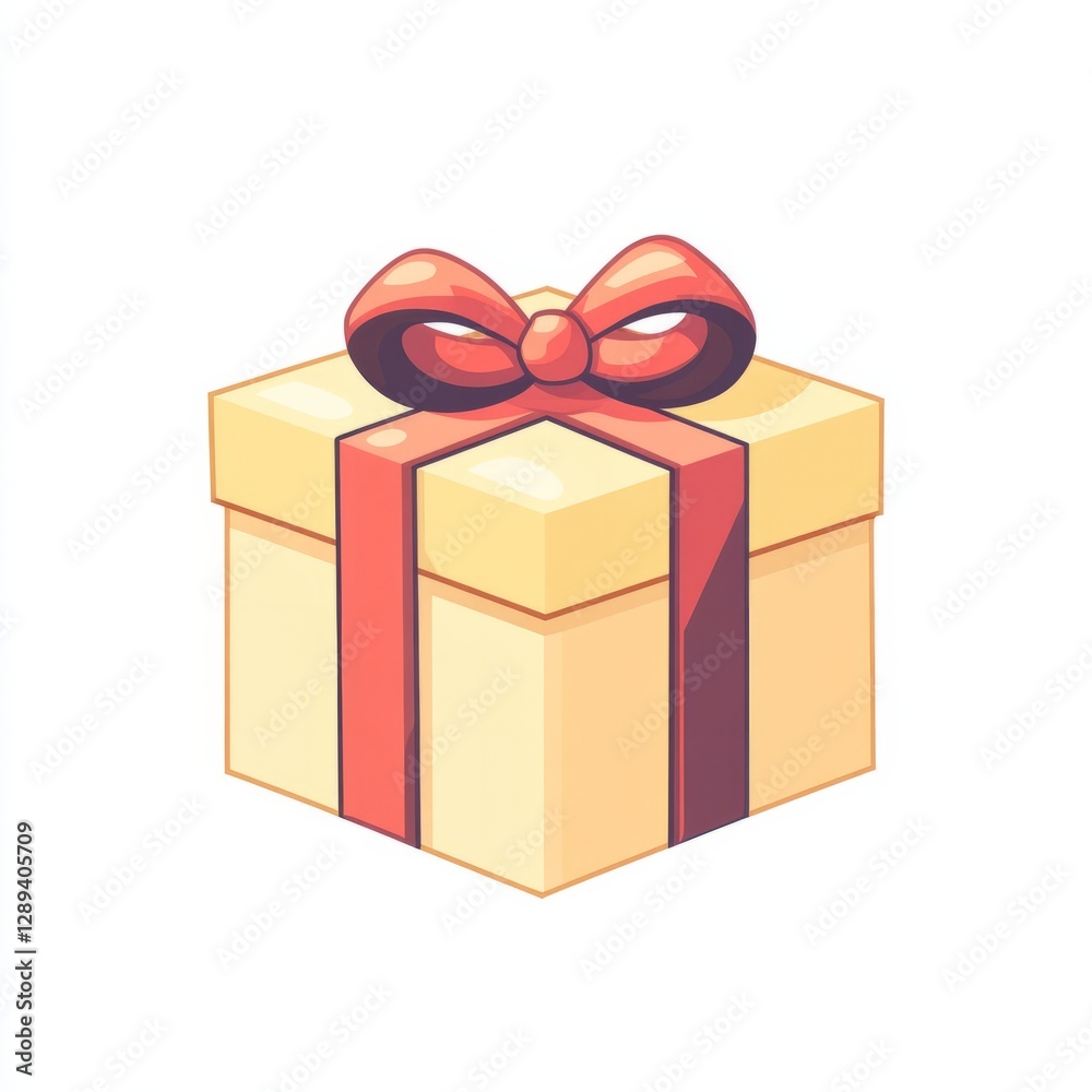 Fototapeta premium Trendy flat style gift box icon, neatly wrapped with a ribbon and bow, isolated on a clean white background 