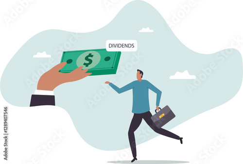 Dividends stock payment, passive income from dividend yield .business concept.flat character.