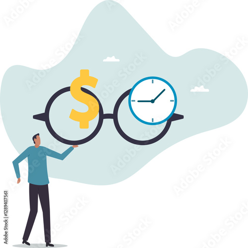 Time is money, investment profit or pension fund, value price or long term investing, saving money or debt payment,business concept.flat character.