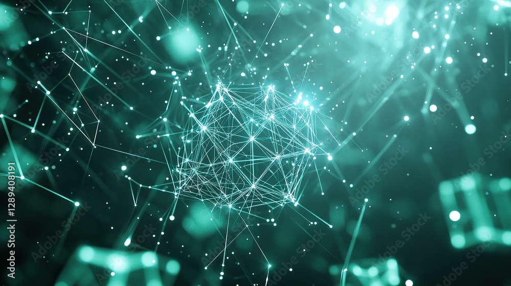 A dense network of cubic grid segments floating mid-air in a chaotic A dense network of cubic grid segments floating mid-air in a chaotic