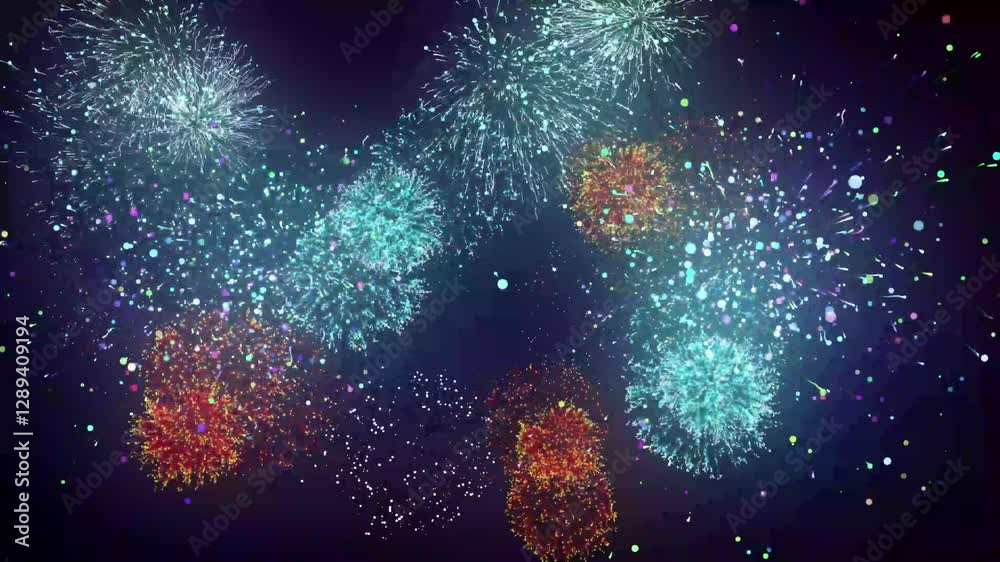 Amazing Fireworks animation 4k Loop with sound. Use the add or screen blend mode to add it to your footage