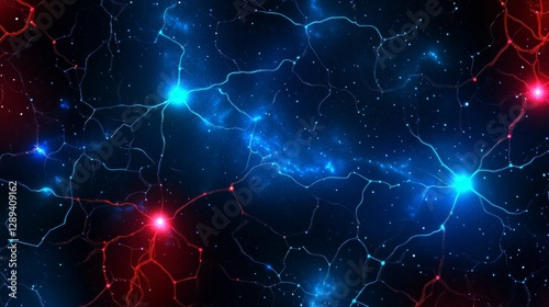 Stunning visualization of interconnected neural networks within a cosmic space, showcasing vibrant colors and intricate patterns. photo