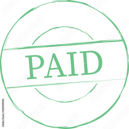 Round rubber stamp says Paid