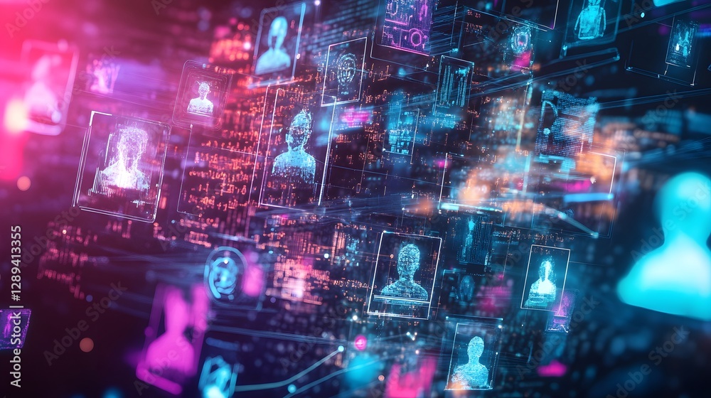 Fototapeta premium Futuristic Gig Economy Marketplace with AI Driven Data Visualization and Analytics