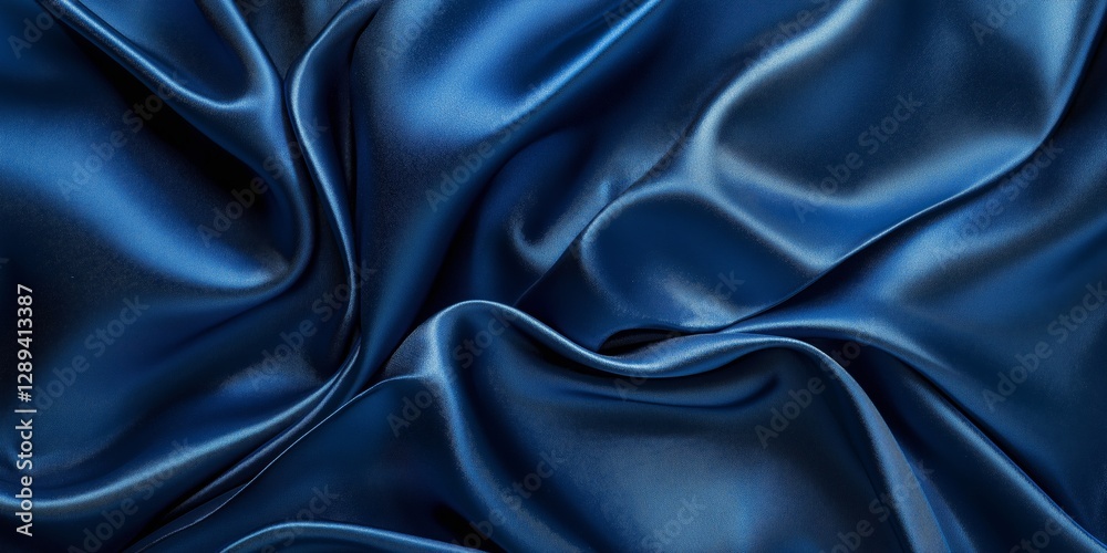 Fototapeta premium Elegant royal blue satin texture background with bright highlights and deep shadows, creating a dramatic atmosphere suitable for various design applications