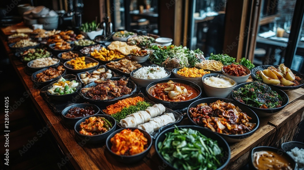 Fototapeta premium Asian buffet restaurant lunch spread