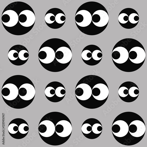 seamless pattern with black and white eyes