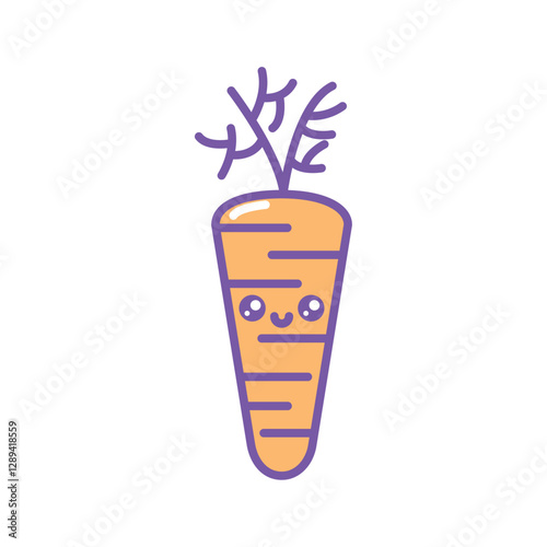 Kawaii-style carrot icon vector image with a white background