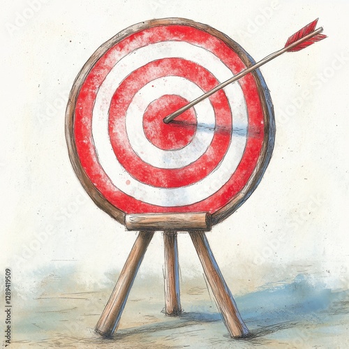 Target Tripod with Red and White Circles Arrow in Center