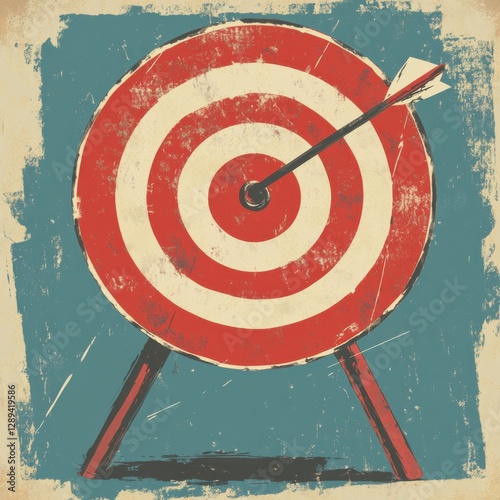 Target Tripod with Red and White Circles Arrow in Center