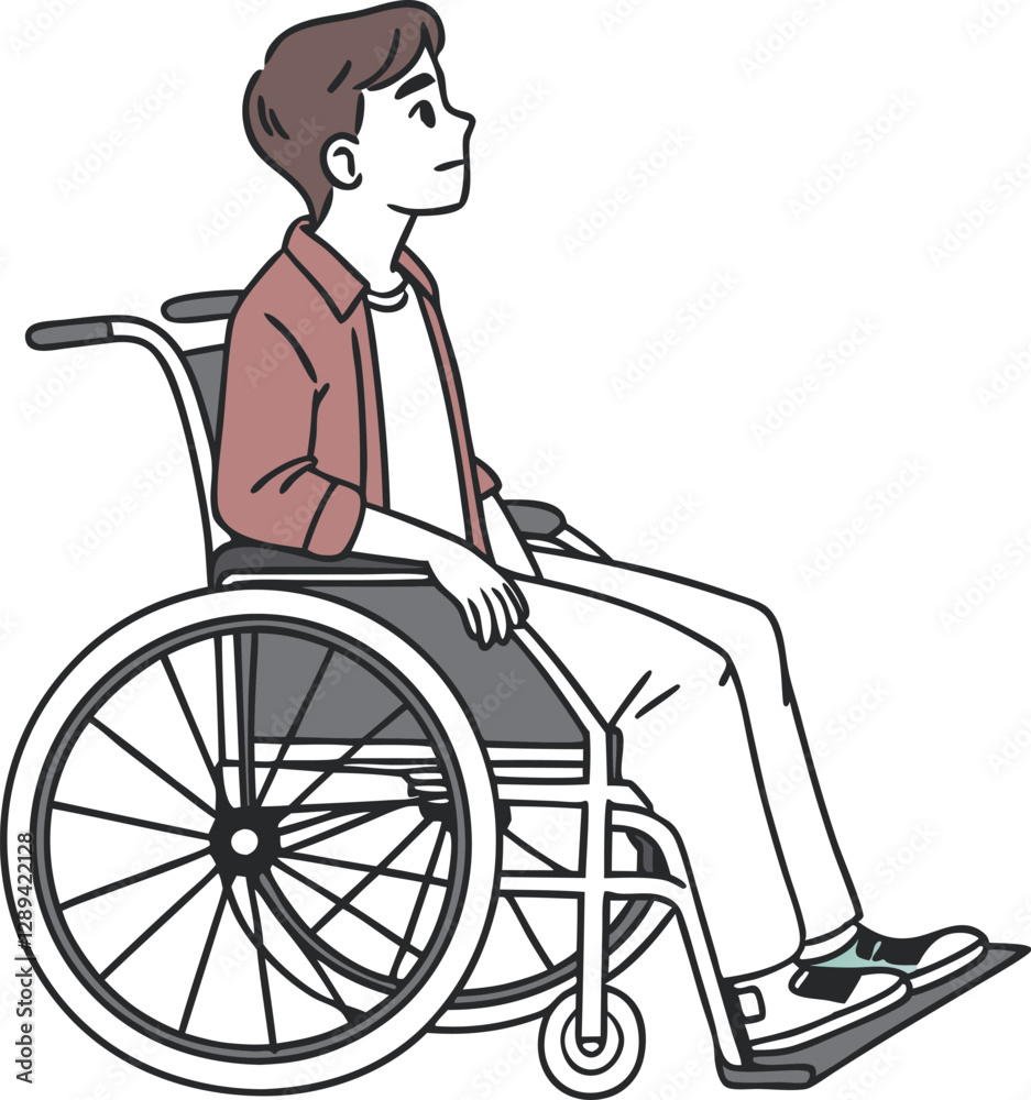 Vector Illustration of a Young Man in a Wheelchair. Strength and Resilience Vector Illustration of a Young Man in a Wheelchair. Strength and Resilience