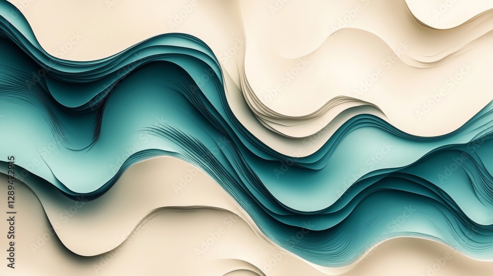 Fototapeta premium Abstract composition of layered papers in wavy flowing patterns