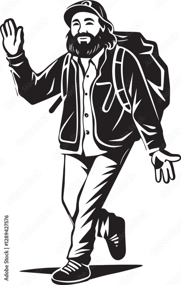 Fototapeta premium A Hitchhiker Adventure Embracing Spontaneity and Wonder