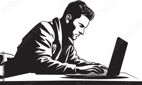 Late Night Inspiration The Spark of Creativity for a Man Typing on His Laptop Alone