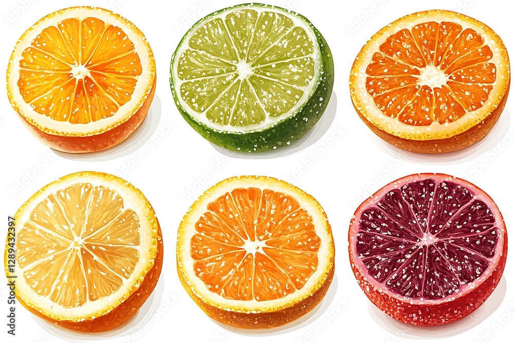 Obraz premium Vibrant Citrus & Blood Orange Slices: A Colorful Collection