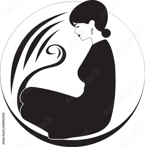 A Peaceful Pregnant Woman Sitting on the Couch in Her Living Room  Enjoying a Quiet Moment of Calm Before the Arrival of Her Little One