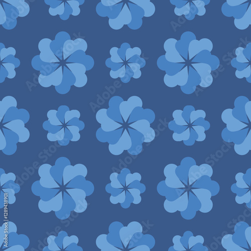 seamless pattern with dark blue flowers