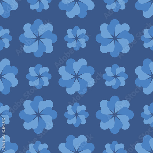 seamless pattern with dark blue flowers
