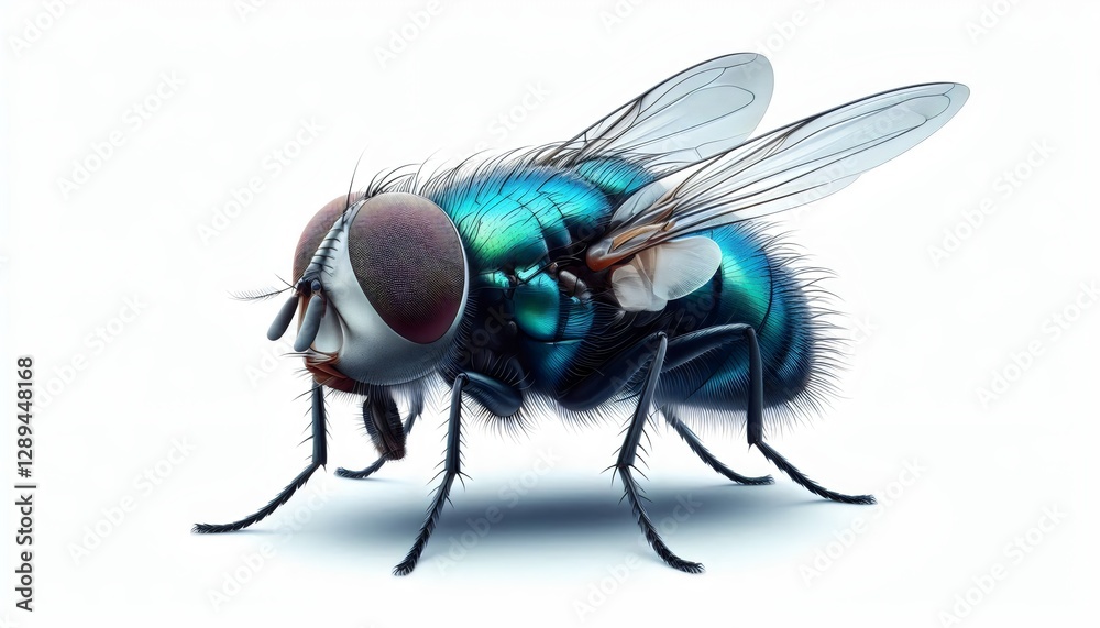 Macro blue fly insect isolated on white background Macro blue fly insect isolated on white background