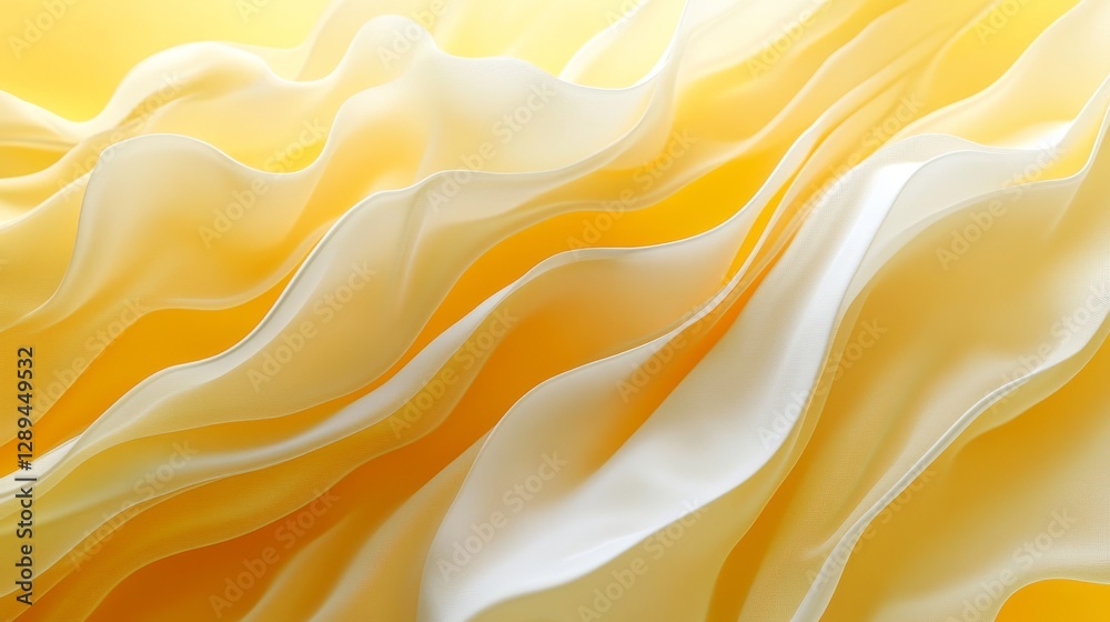 Obraz premium Flowing yellow and white silk waves creating a fluid abstract pattern