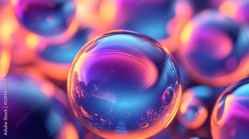 Vivid colored spheres reflect the light in abstract mesmerizing formation Vivid colored spheres reflect the light in abstract mesmerizing formation