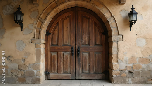 Arched wooden door design ideas. Vintage decor inspiration for homes. Rustic entrance styles for charm. Timeless architecture featuring wood.