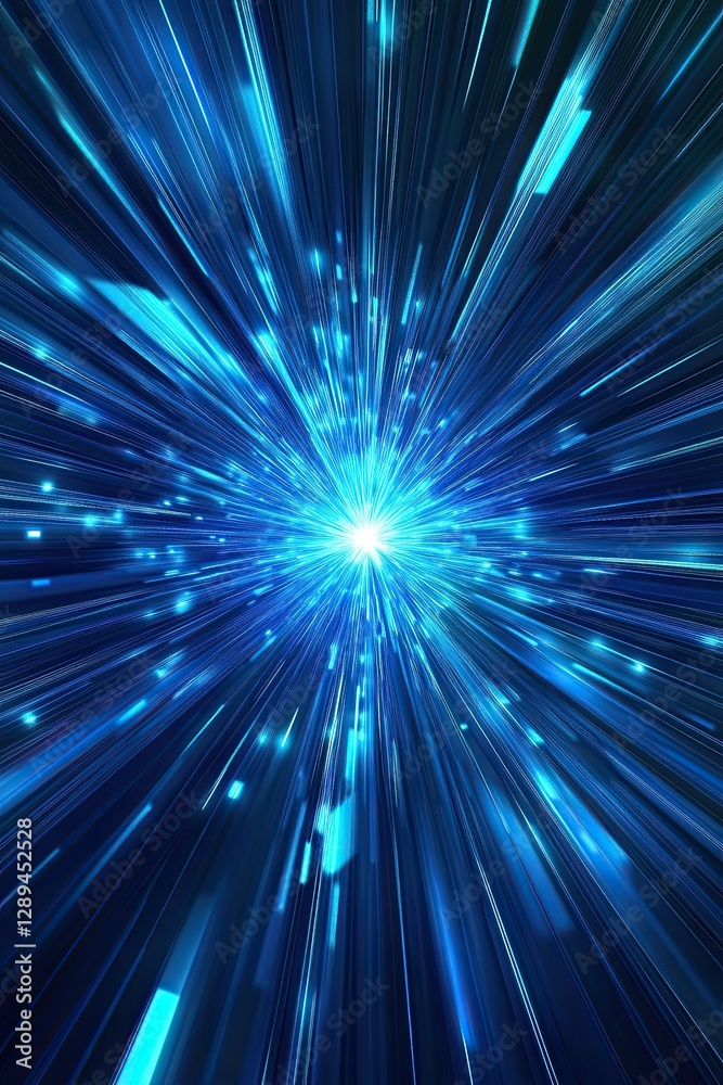 Obraz premium Radiant blue light burst with streaks of energy and motion creating a dynamic cosmic effect