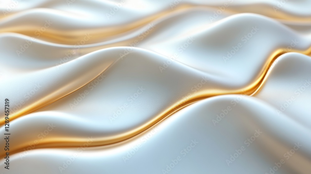 Obraz premium Abstract depiction of smooth white fabric with golden details